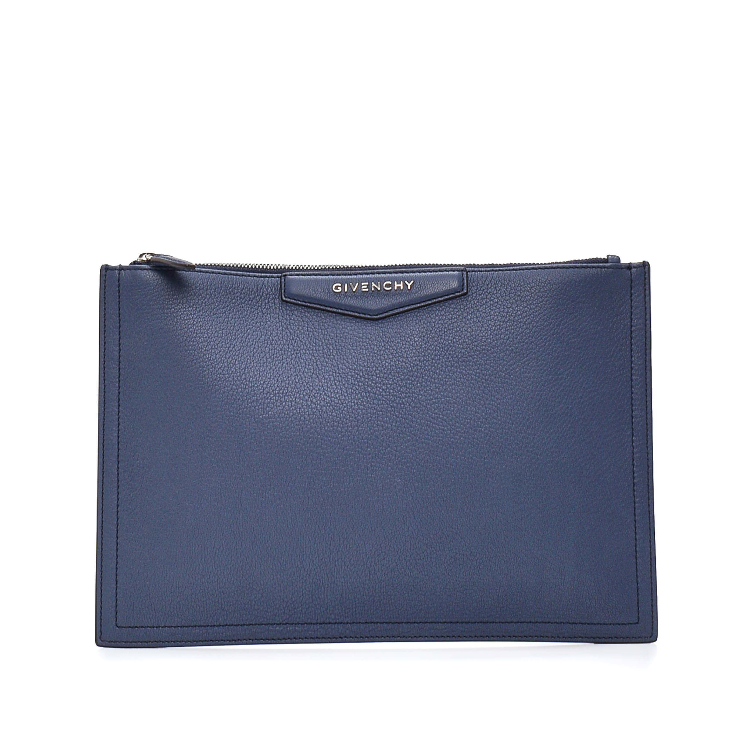 Givenchy - Navy Blue Leather Antigona Zipped Clutch II